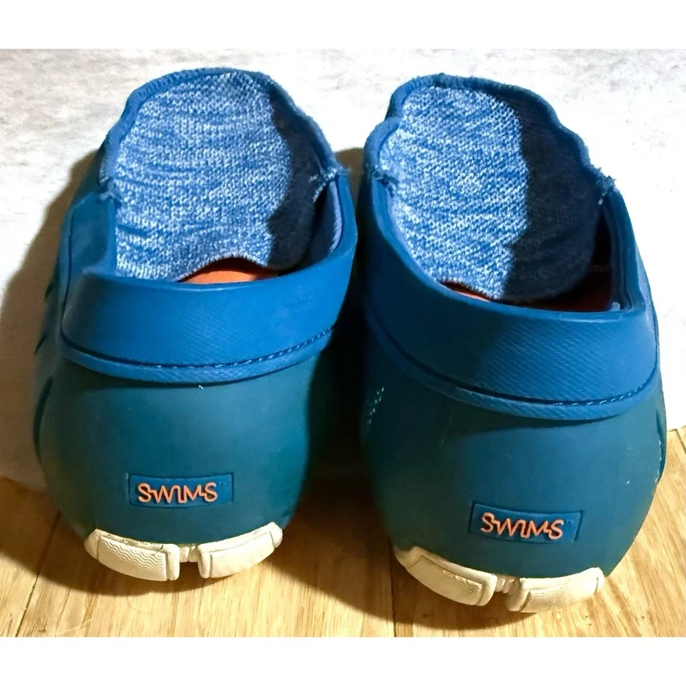 Swims Striped Venetian Loafers Boat Shoe Water Moccasin Men's SlipOn Size 9 Blue
